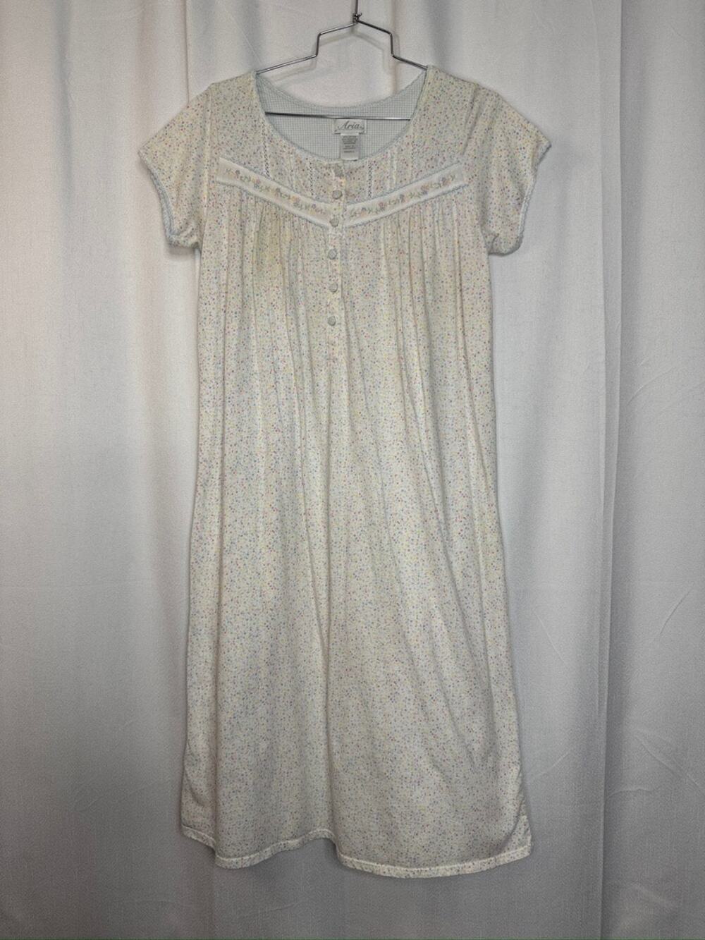 407. Aria Floral Ditsy Print Short Sleeve Nightgown House Dress Size Small